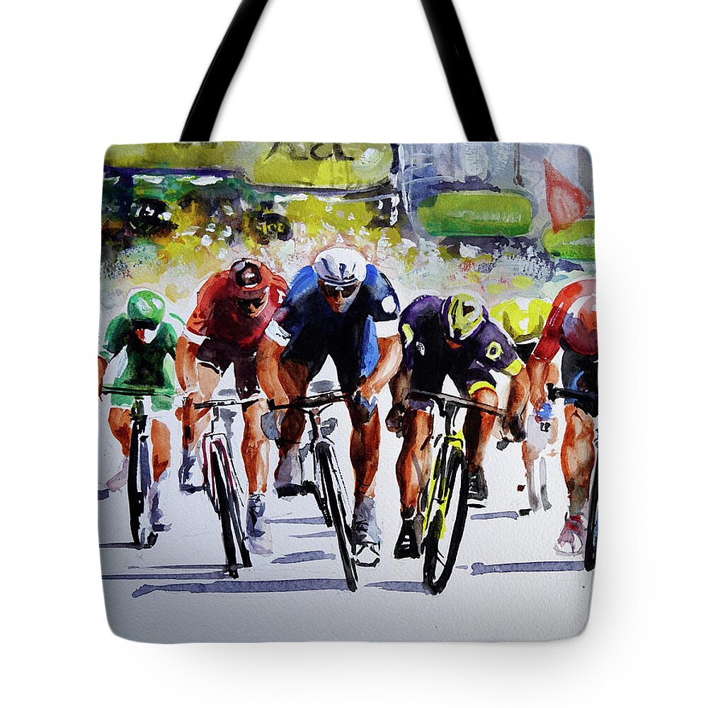 24cm X 32cm Watercolour Tote Bag featuring the painting Final Effort Stage 4 by Shirley Peters