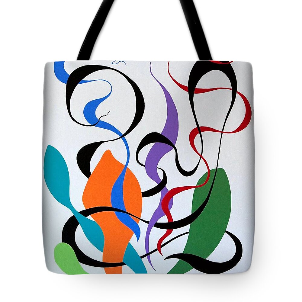 Abstract Tote Bag featuring the painting Finding by Thomas Gronowski