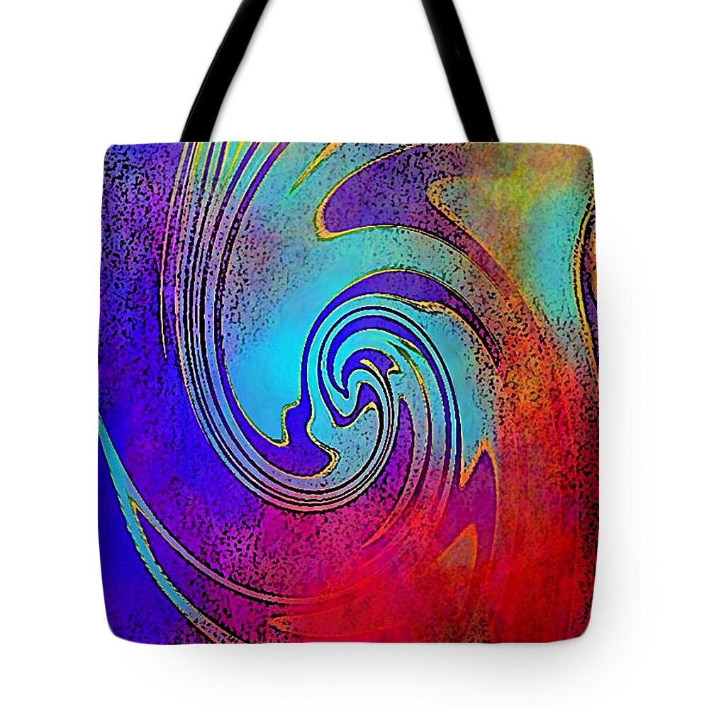 Fine Art Tote Bag featuring the painting Fine Art Painting Original Digital Abstract Warp 3 Triptych C by G Linsenmayer
