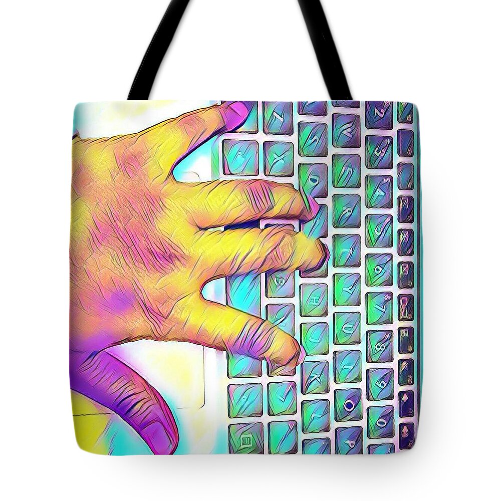 Keyboard Tote Bag featuring the painting Finger by Rahmi Mainur