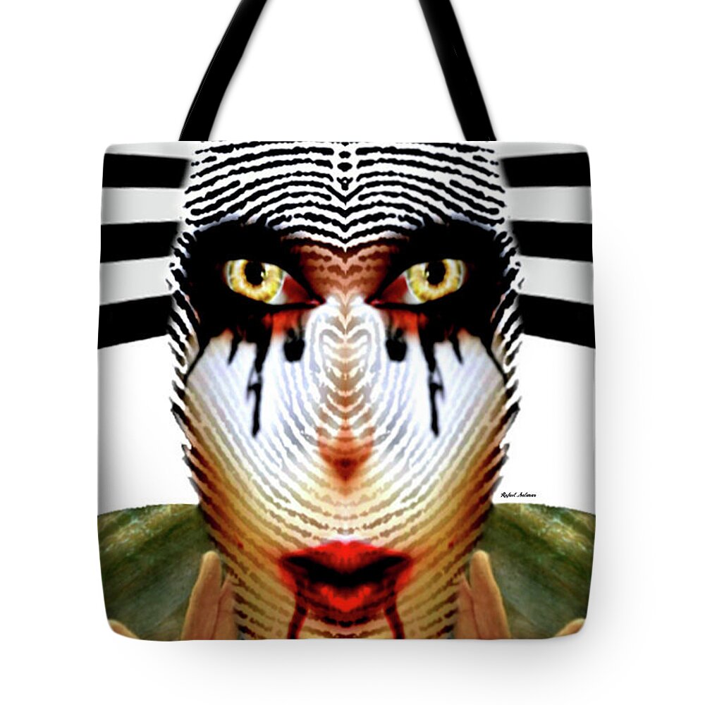 Rafael Salazar Tote Bag featuring the digital art FIngerprint Mask by Rafael Salazar