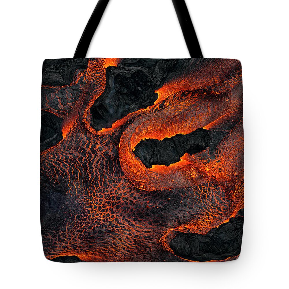 Lava Tote Bag featuring the photograph Fingers of Lava by Christopher Johnson