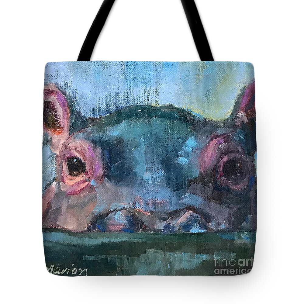 Hippo Tote Bag featuring the painting Fionahippo by Marion Corbin Mayer