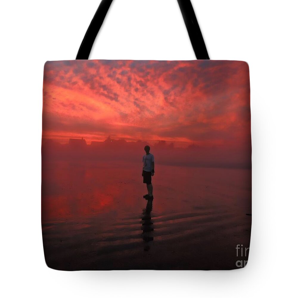 Marcia Lee Jones Tote Bag featuring the photograph Fire And Fog by Marcia Lee Jones