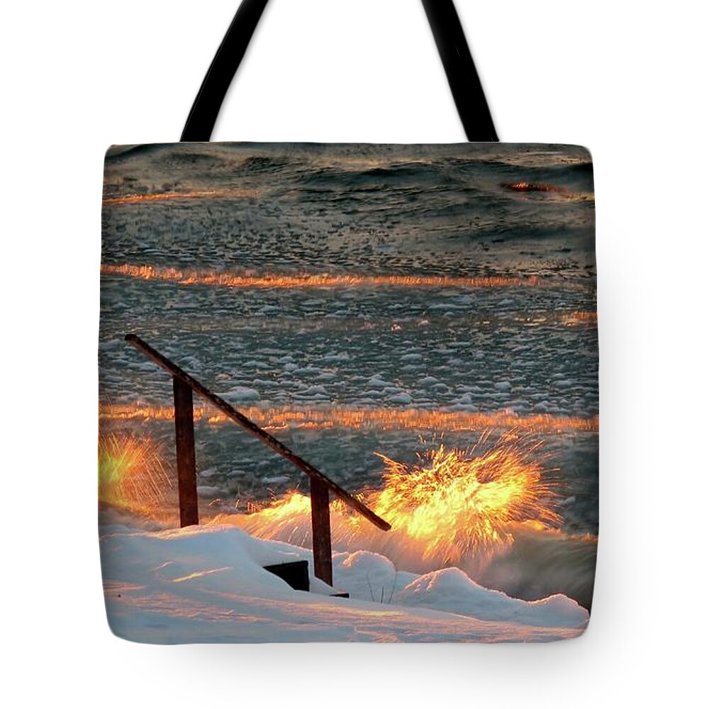 Thousand Islands Tote Bag featuring the photograph Fire and Ice by Dennis McCarthy