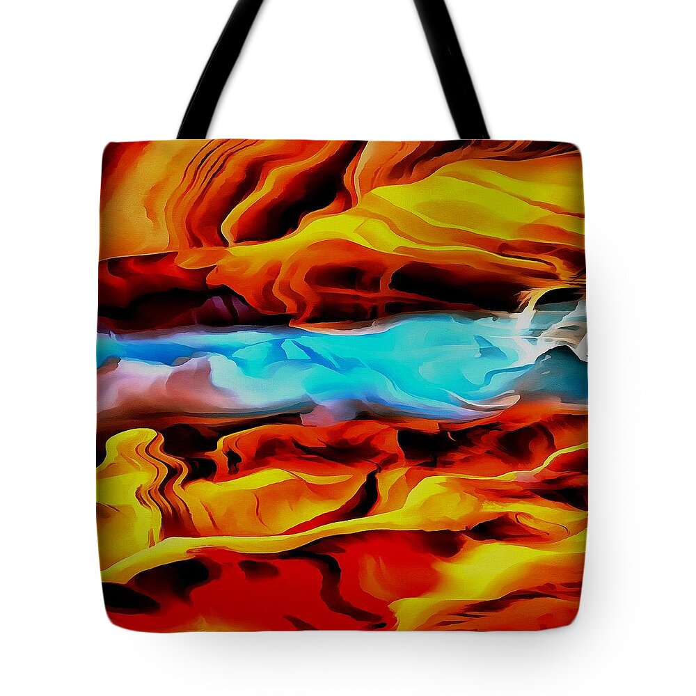 Acrylic Painting Tote Bag featuring the painting Fire and Ice by Taiche Acrylic Art