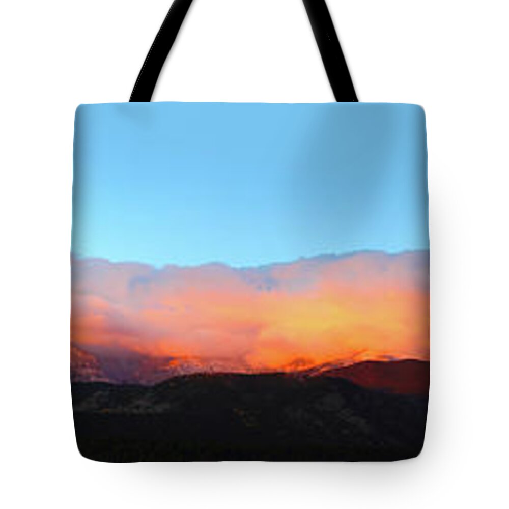 Cloud Tote Bag featuring the photograph Fire Clouds - Panorama by Shane Bechler