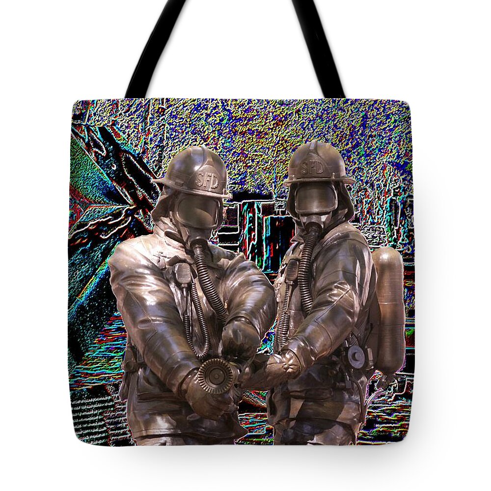 Fire Fighter Tote Bag featuring the photograph Fire Fighters Memorial Seattle by Tim Allen