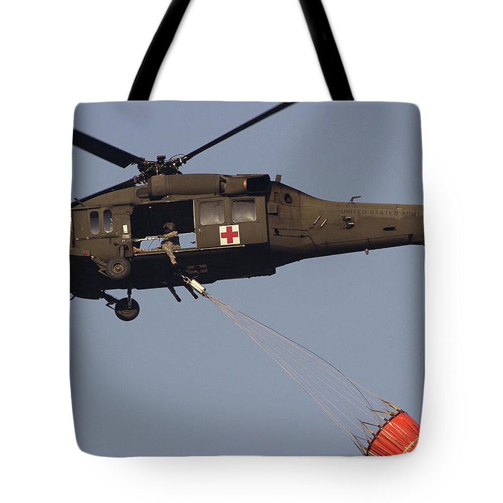 Helicopter Tote Bag featuring the photograph Fire Fighting by Mike Eingle