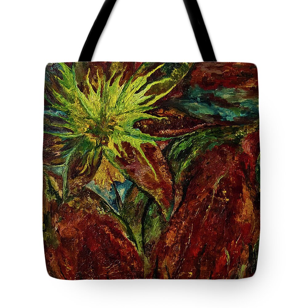 Floral Tote Bag featuring the painting Fire Flower by Anitra Handley-Boyt