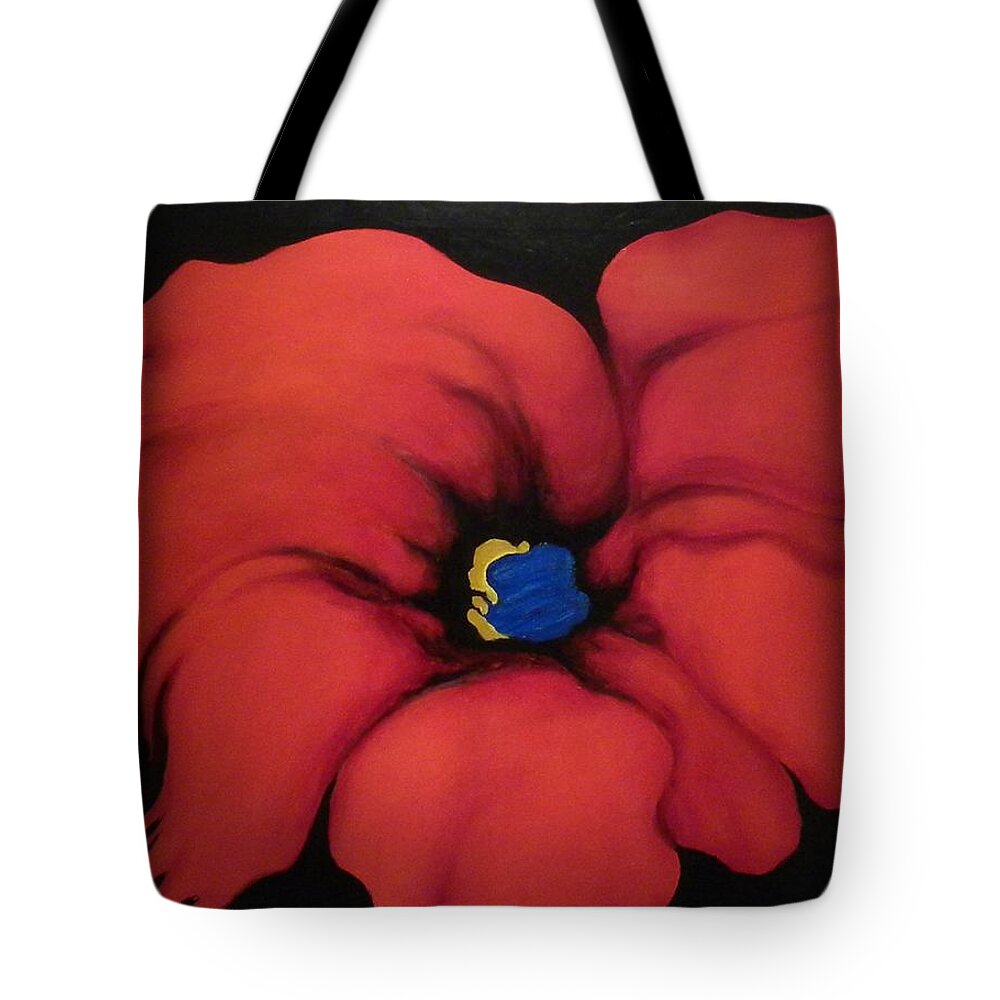 Red Bloom Artwork Tote Bag featuring the painting Fire Flower by Jordana Sands