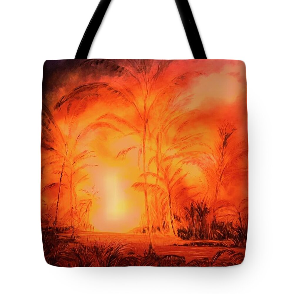 Leilani Tote Bag featuring the painting Moku Glow by Michael Silbaugh