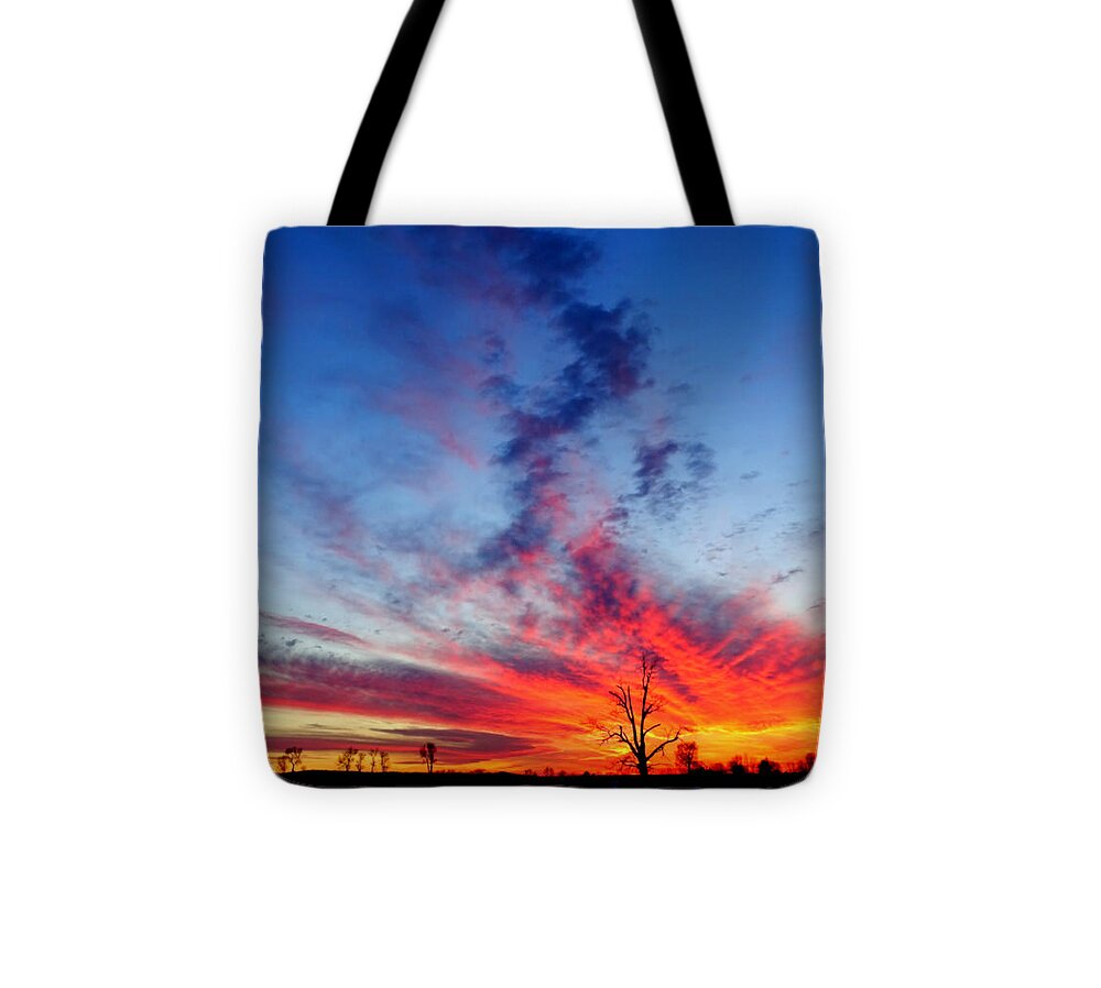 Fire In The Sky Tote Bag featuring the photograph Fire in the Sky by Dark Whimsy