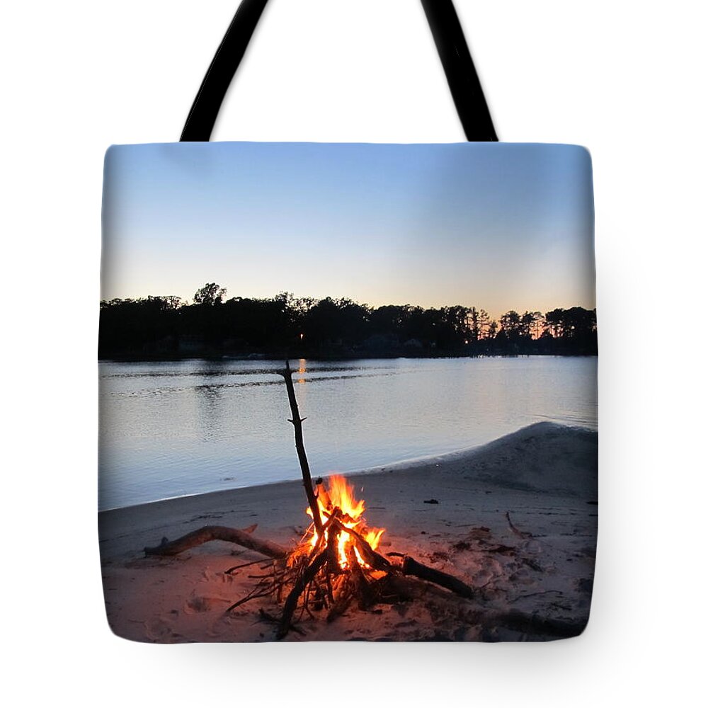 Richmond Tote Bag featuring the photograph Fire on the Beach by Digital Art Cafe