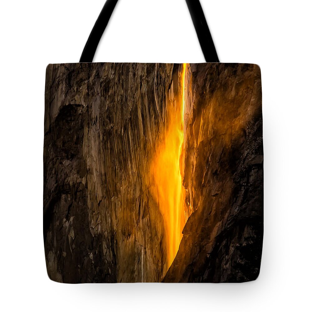 Firefall Tote Bag featuring the photograph Firefall, Yosemite by Paul Gillham