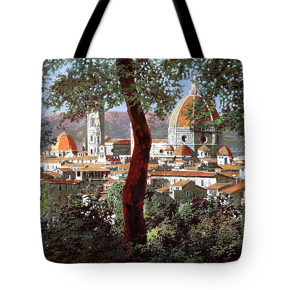 Landscape Tote Bag featuring the painting Firenze by Guido Borelli