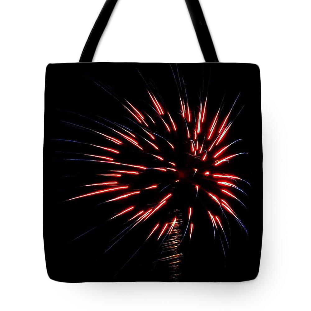 Fireworks Tote Bag featuring the photograph Fireworks 010 by Larry Ward