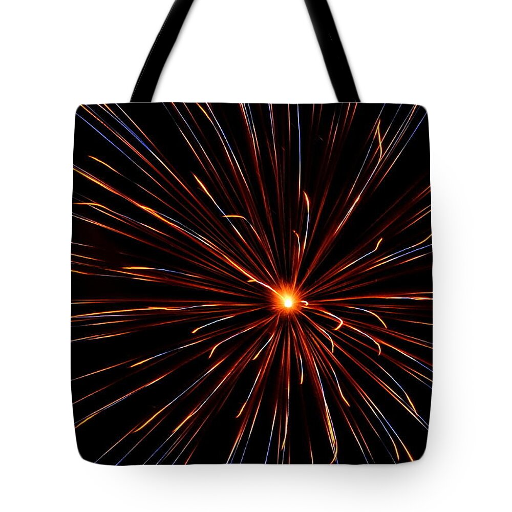 Fireworks Tote Bag featuring the photograph Fireworks 026 by Larry Ward