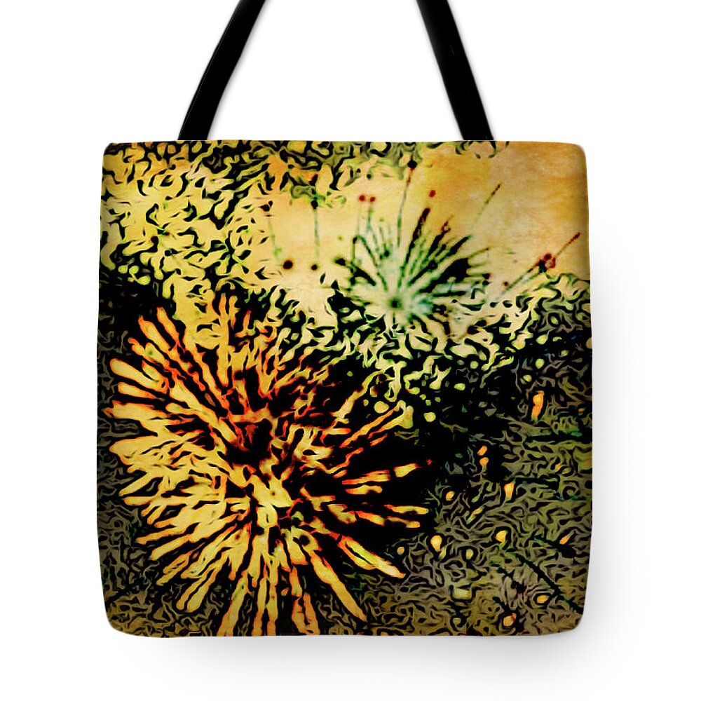 Fireworks Tote Bag featuring the painting Fireworks 1 by Joan Reese