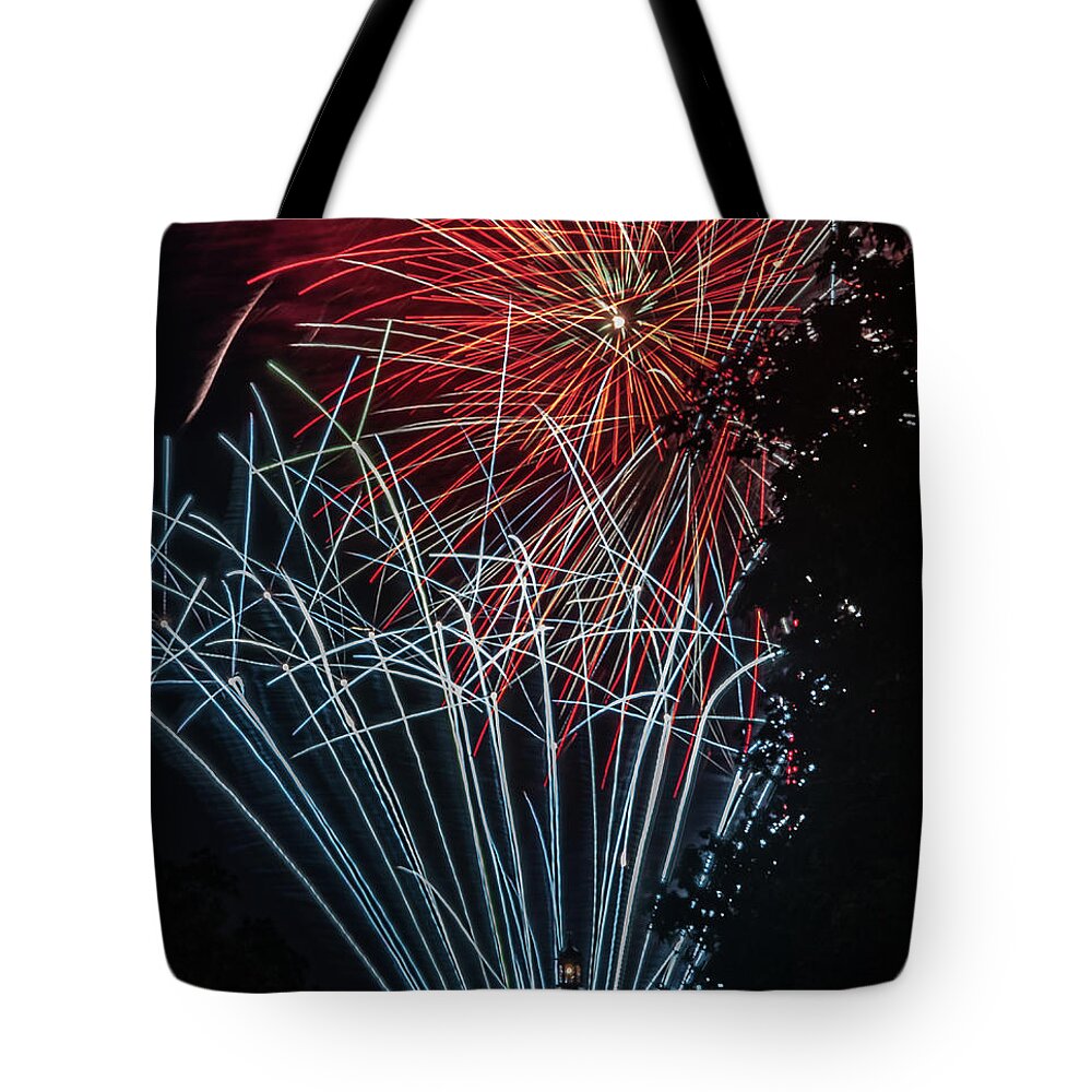 Fireworks Tote Bag featuring the photograph Fireworks 3 by Jerry Gammon