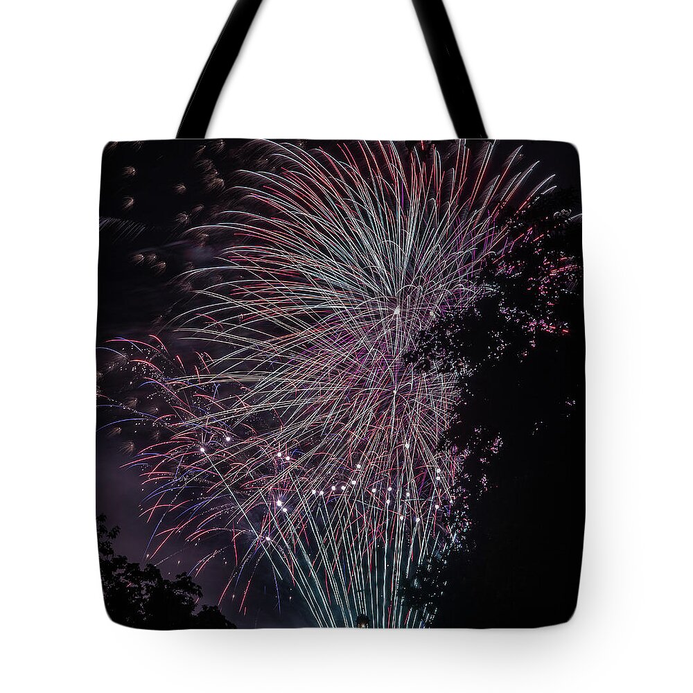 Fireworks Tote Bag featuring the photograph Fireworks 7 by Jerry Gammon