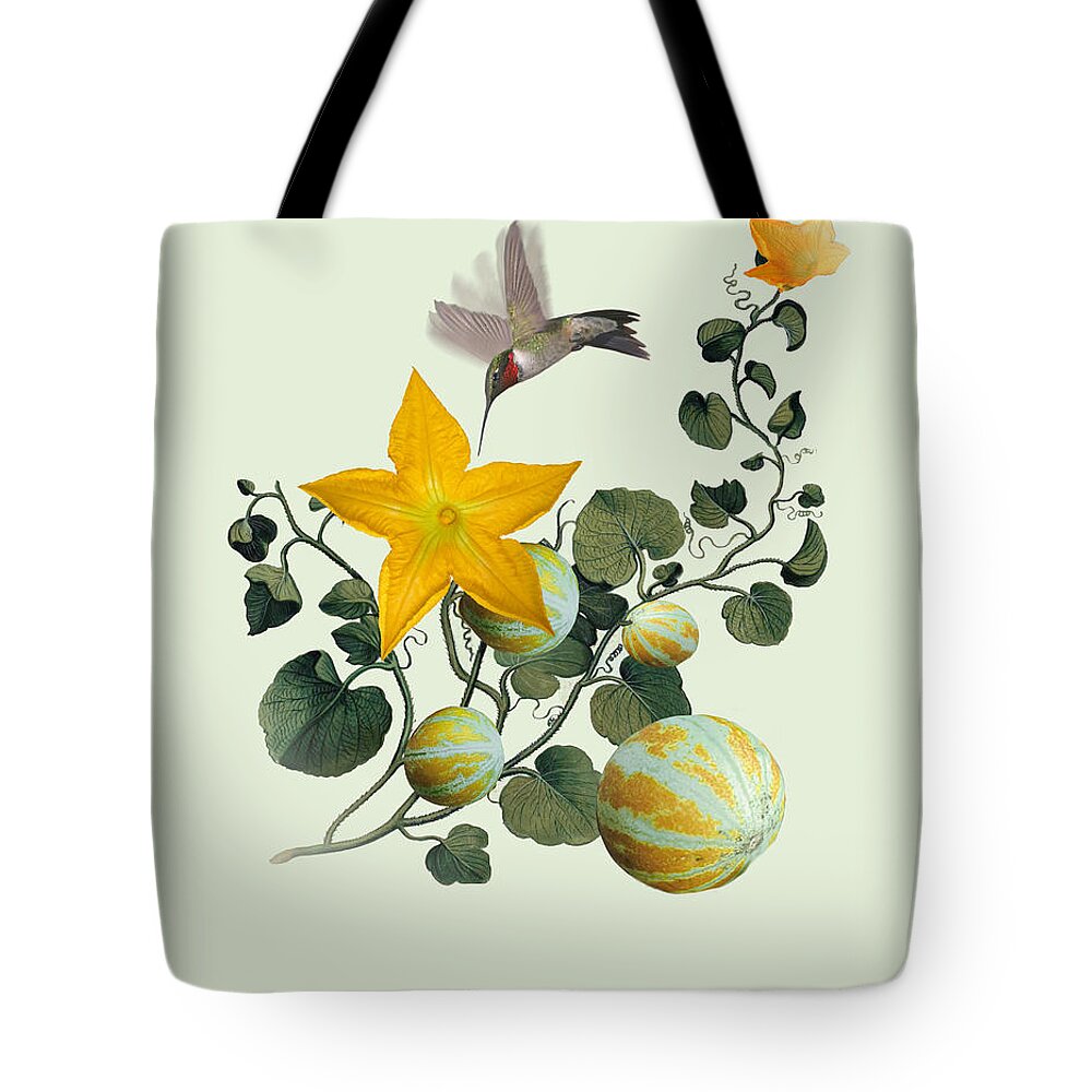 Melon Tote Bag featuring the digital art First Garden by M Spadecaller