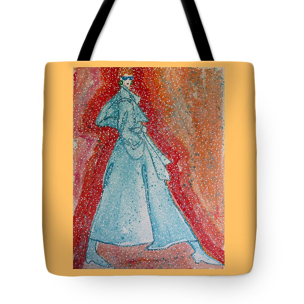 Woman Tote Bag featuring the painting First Snow by Adele Bower