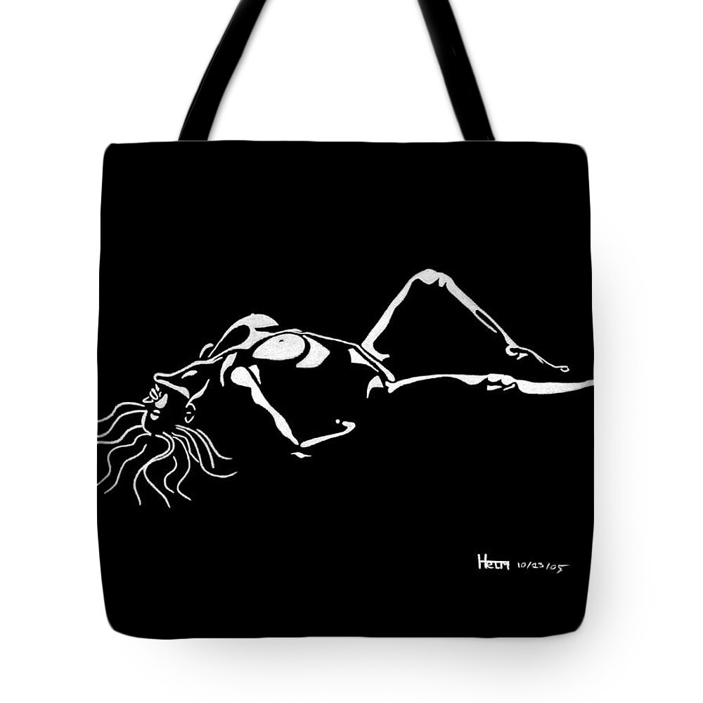  Sex Photographs Tote Bag featuring the drawing First Time by Mayhem Mediums