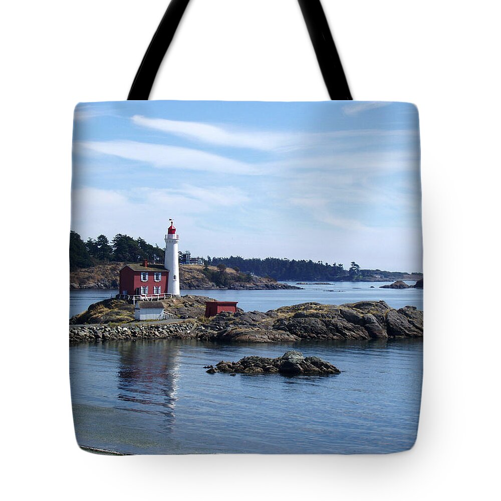 Lighthouse Tote Bag featuring the photograph Fisgard Lighthouse Shoreline by Marilyn Wilson