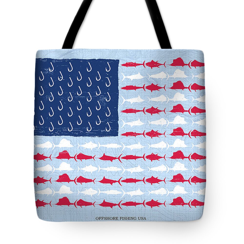 Usa Tote Bag featuring the digital art Fish Offshore USA by Kevin Putman