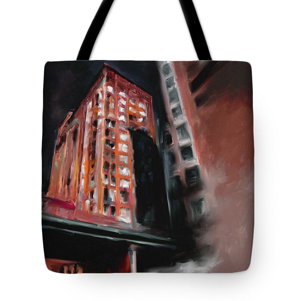 Chicago Tote Bag featuring the painting Fisher Building 533 2 by Mawra Tahreem