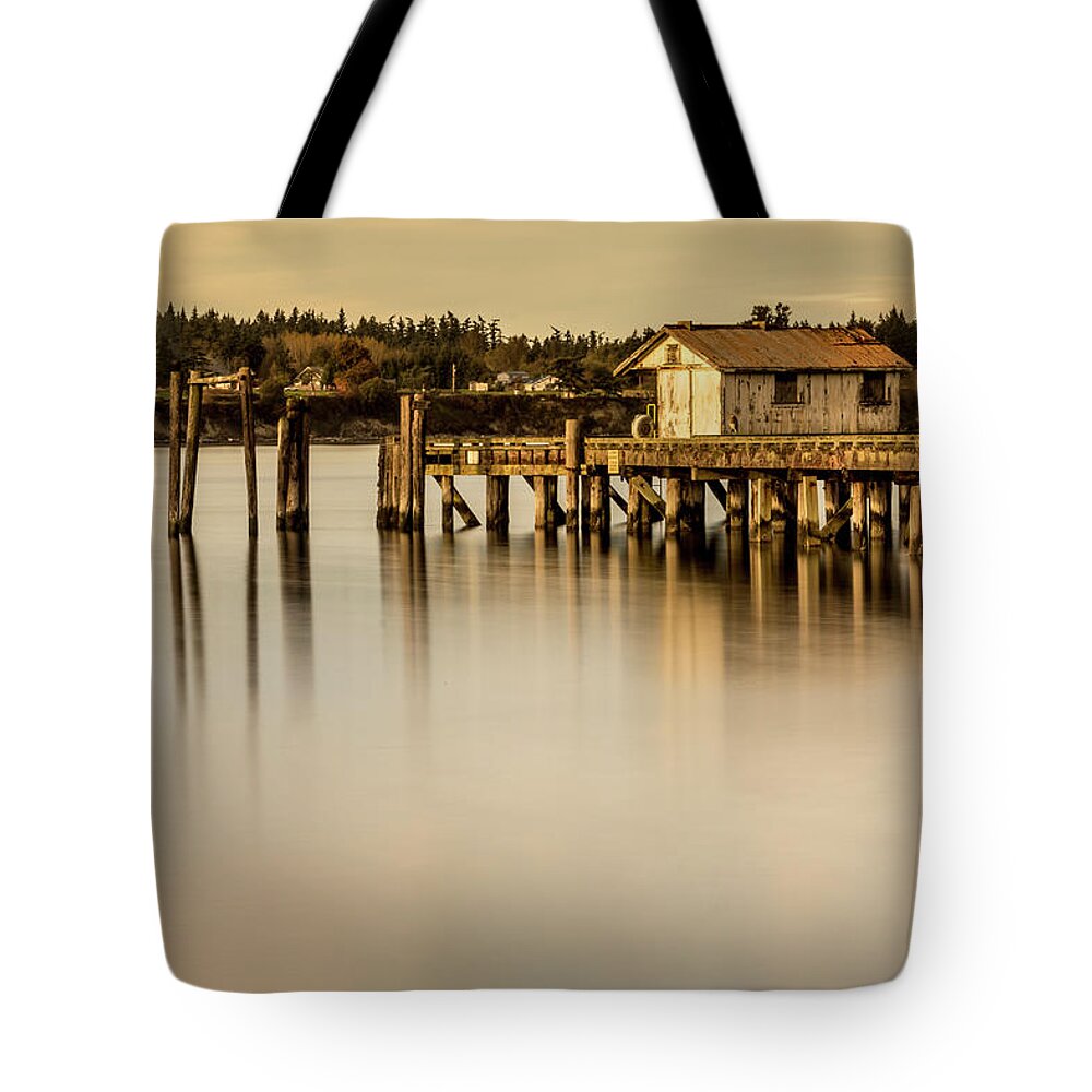Dock Tote Bag featuring the photograph Fishermen Fuel Dock by Tony Locke
