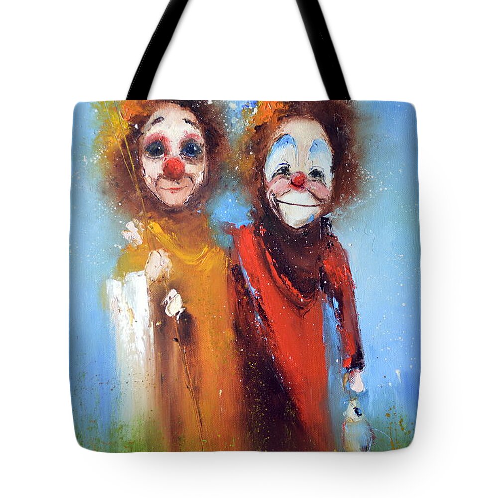 Russian Artists New Wave Tote Bag featuring the painting Fishermen by Igor Medvedev