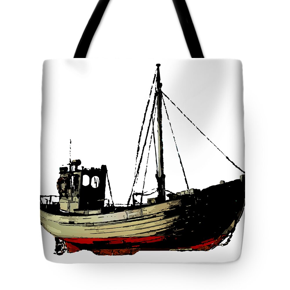 Fishing Tote Bag featuring the digital art Fishing Boat by Piotr Dulski
