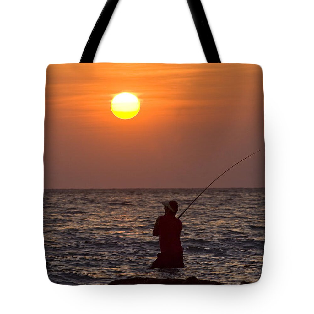Beach Tote Bag featuring the photograph Fishing Lido Beach by Steve Somerville