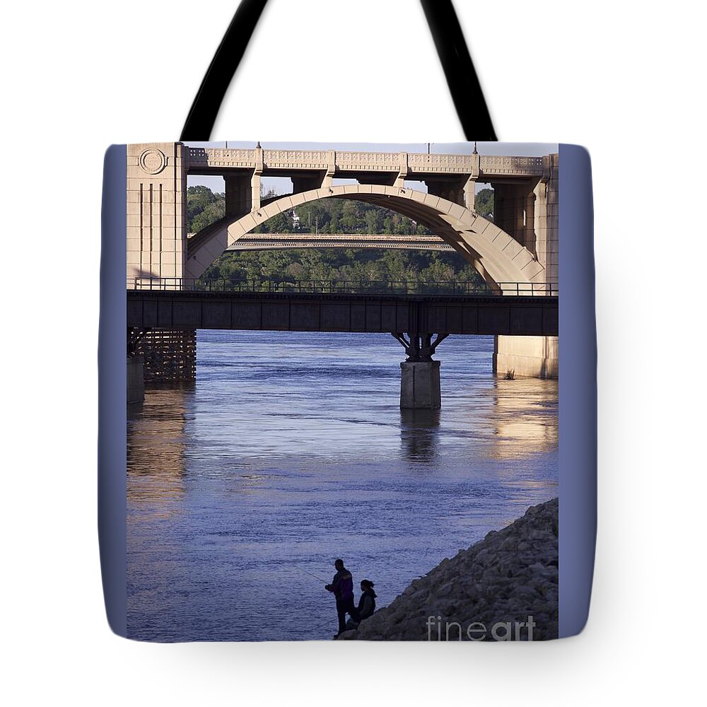 Fishing Tote Bag featuring the photograph Fishing on the Mississippi River by Kate Purdy
