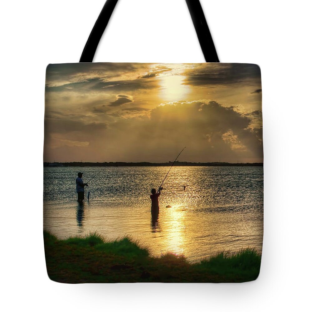 Fishing Tote Bag featuring the photograph Fishing with Dad by Nikolyn McDonald