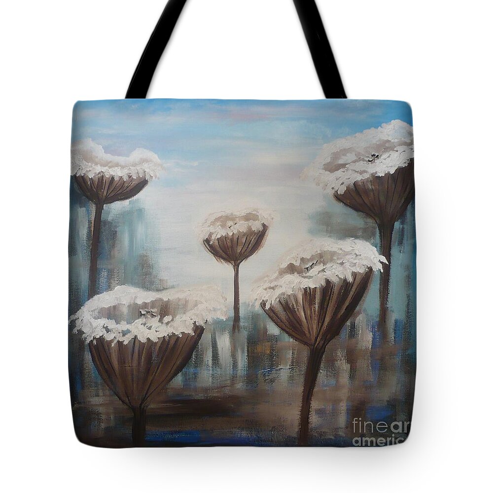 Flowers Tote Bag featuring the painting Five Flowers by Monika Shepherdson