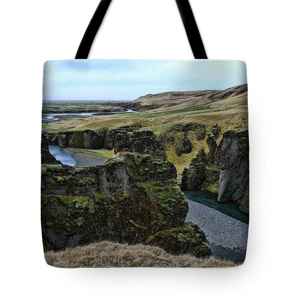 River Tote Bag featuring the photograph Fjaorargljufur Canyon # 1 by Allen Beatty