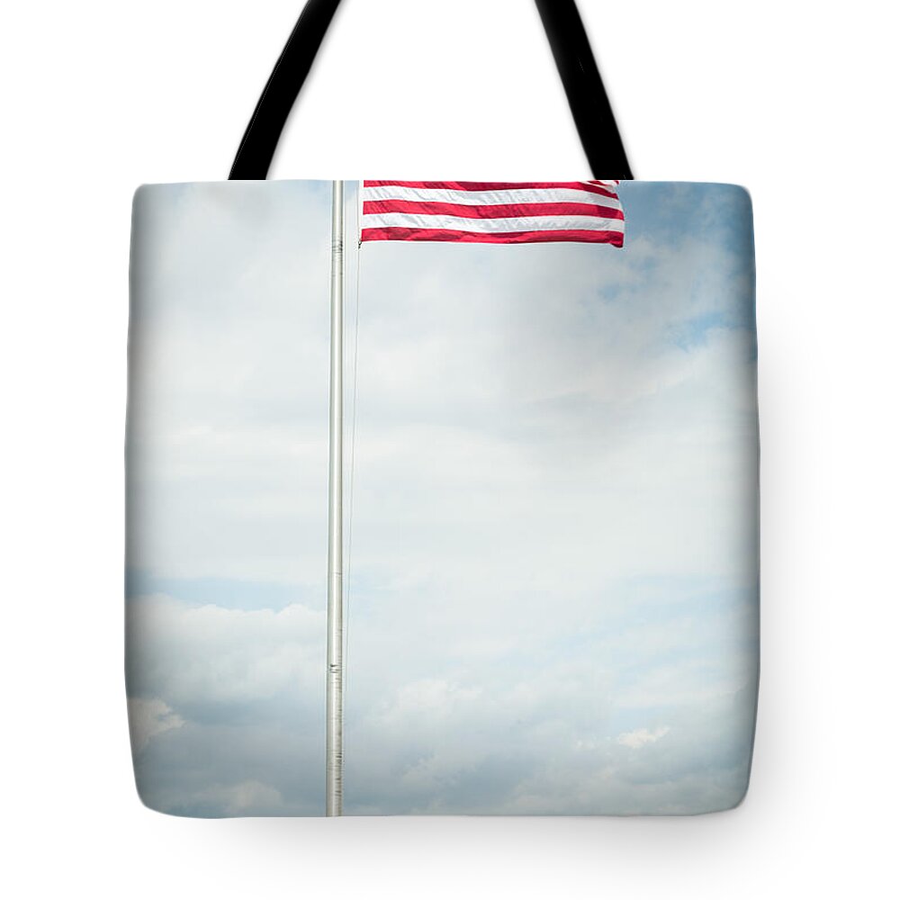 Flight 93 National Memorial Tote Bag featuring the photograph Flag at 93 by Tim Fitzwater