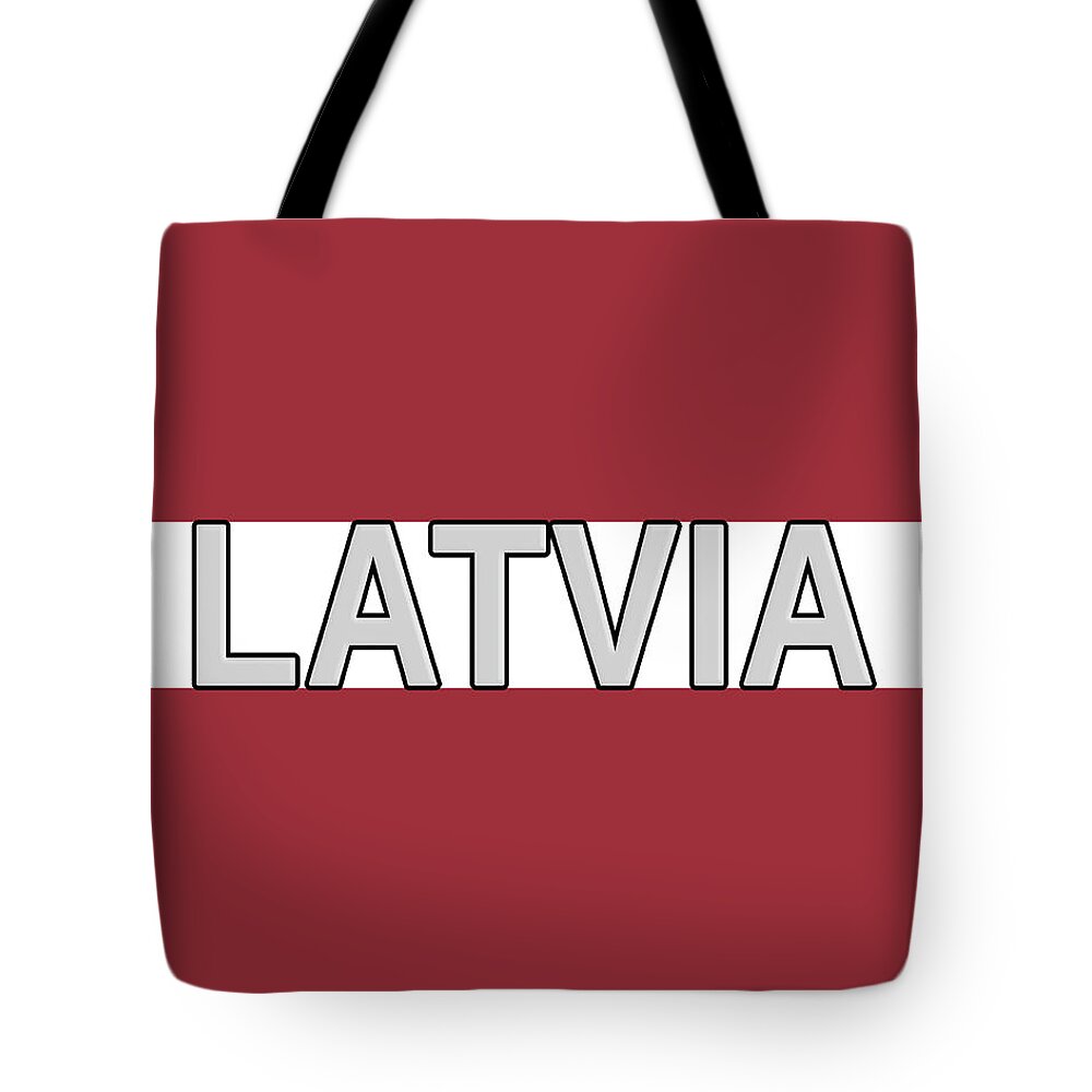 Europe Tote Bag featuring the digital art Flag of Latvia Word by Roy Pedersen