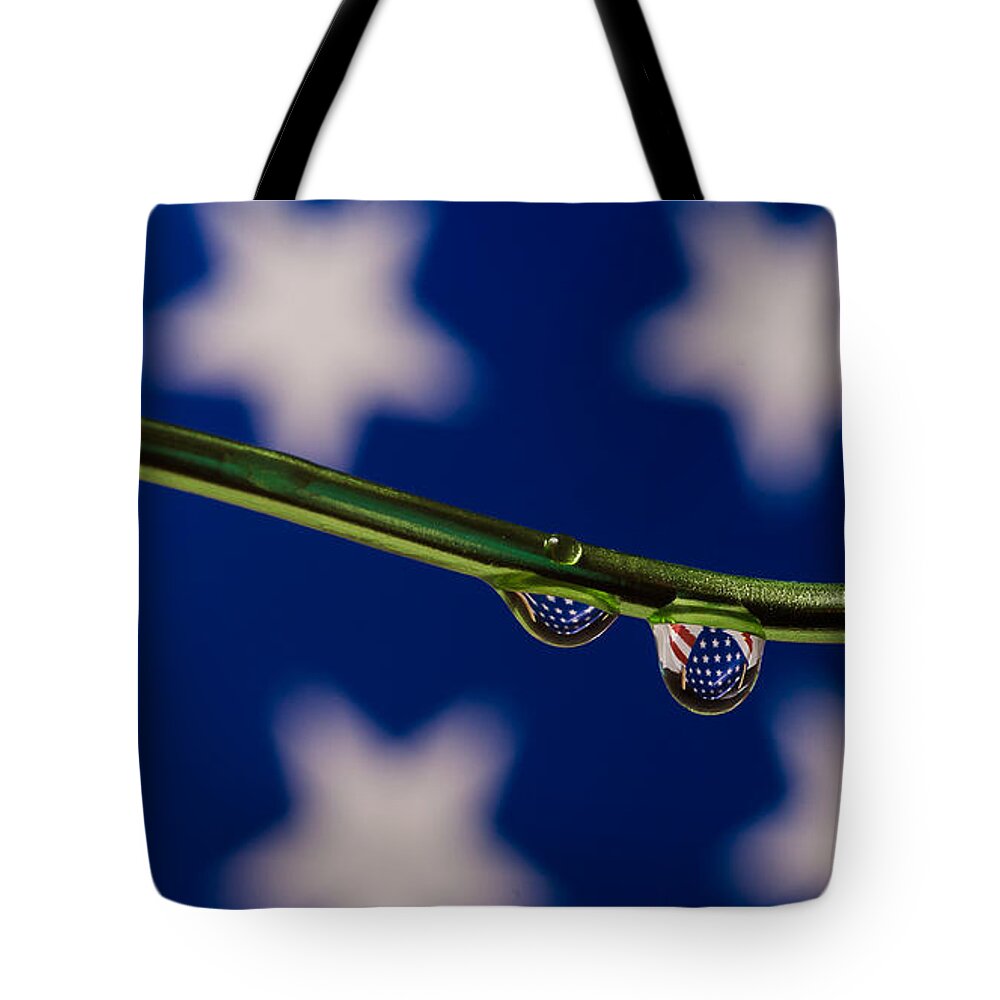 Pencil Tote Bag featuring the photograph flag on a Wire by Alissa Beth Photography