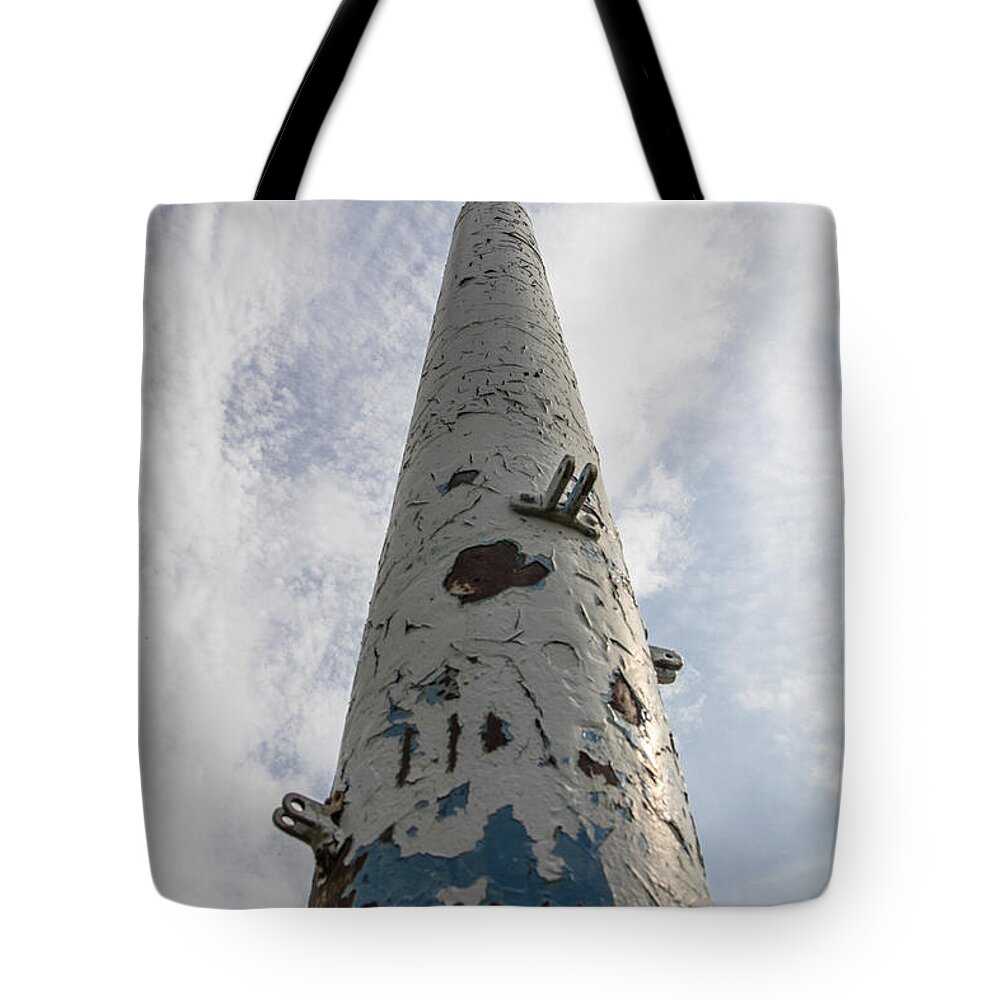 Detroit Tote Bag featuring the photograph Flag Poll at Tiger Stadium Detroit by John McGraw
