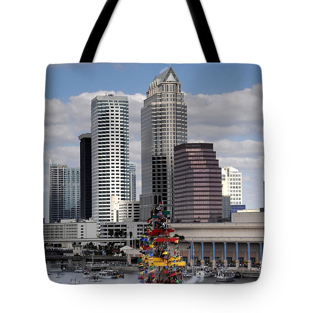 Photography Tote Bag featuring the photograph Flags of Gasparilla by David Lee Thompson