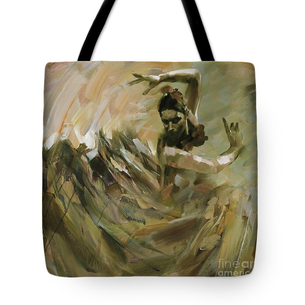 Jazz Tote Bag featuring the painting Flamenco Dance 562 by Gull G