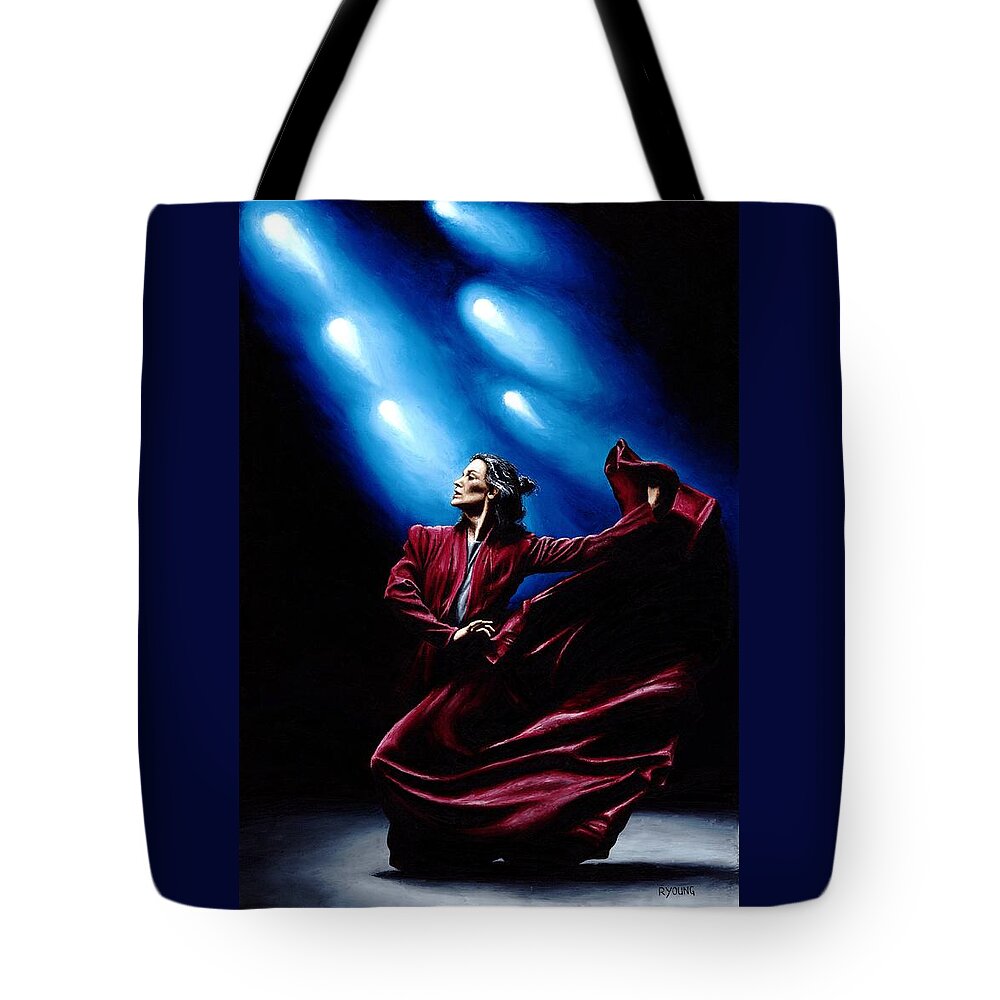 Original Oil Painting Produced On Stretched 91cm X 61cm Canvas Using A Knife Tote Bag featuring the painting Flamenco Performance by Richard Young