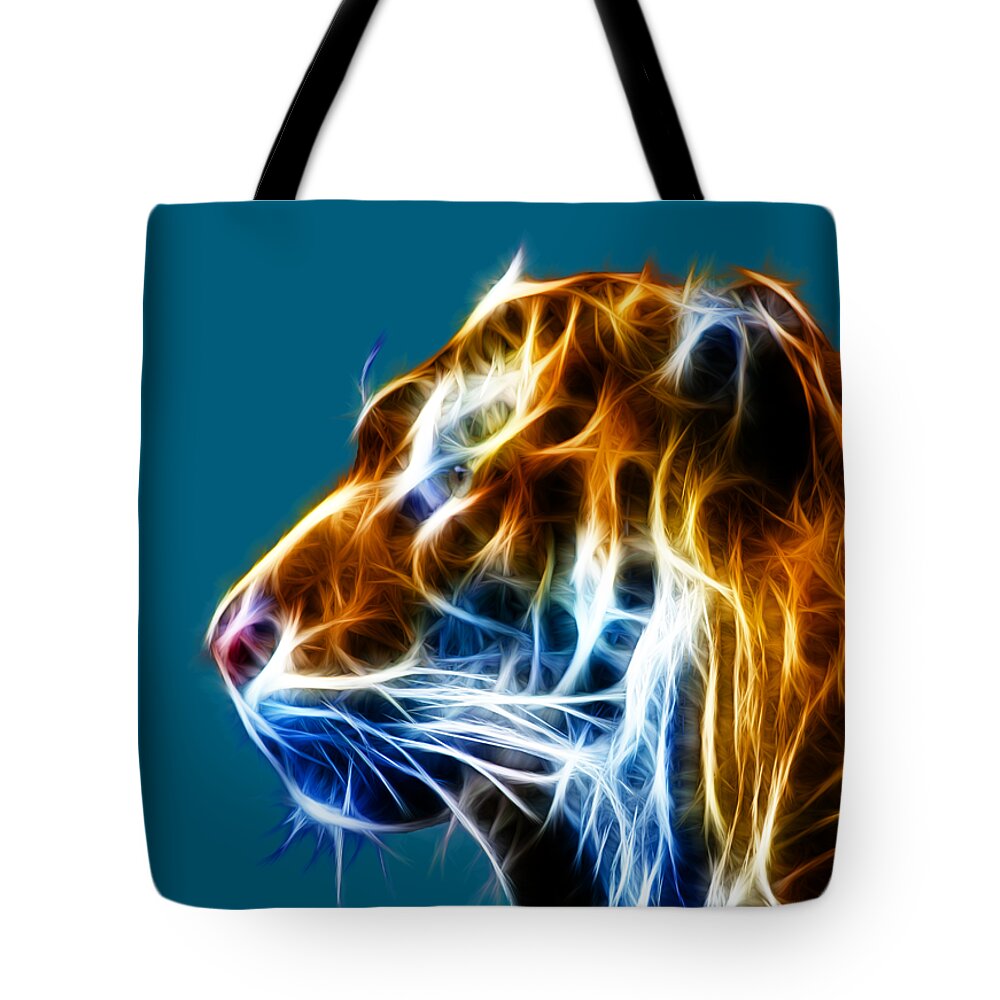 Tiger Tote Bag featuring the photograph Flaming Tiger by Shane Bechler