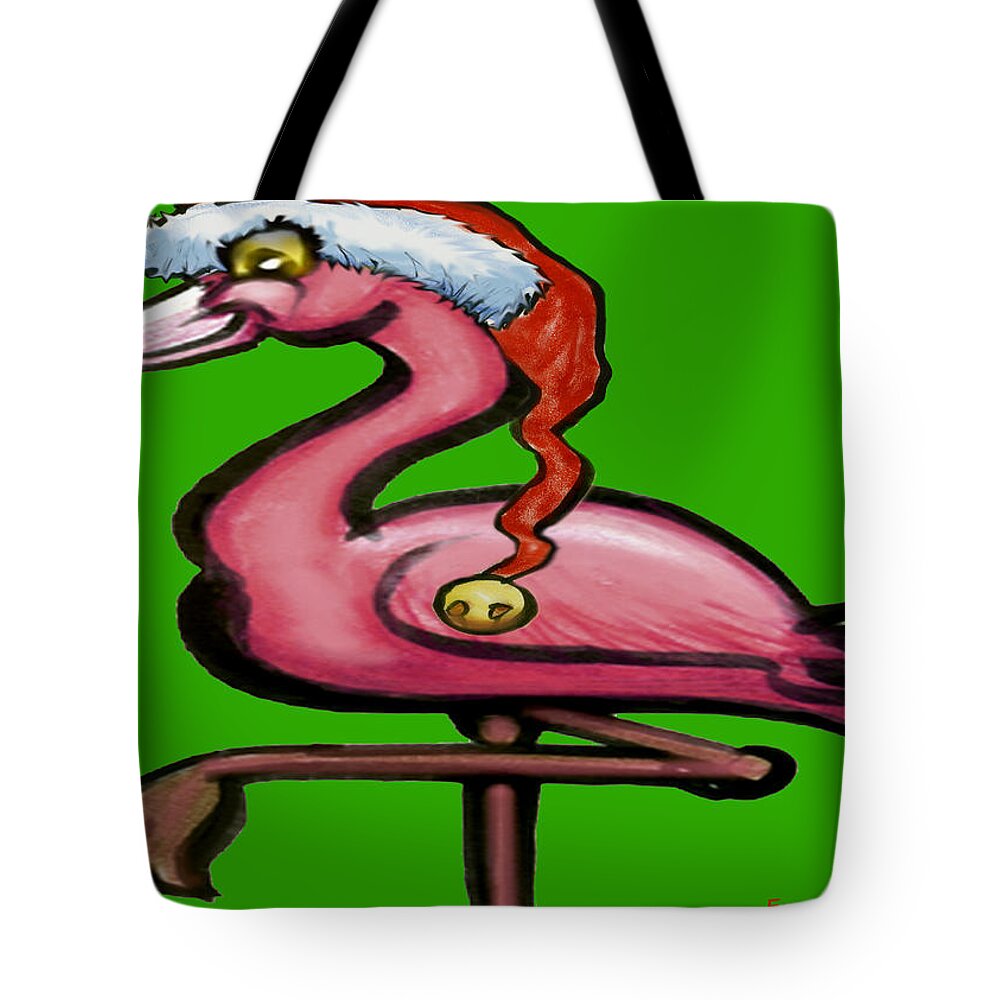 Flamingo Tote Bag featuring the greeting card Flamingo Christmas by Kevin Middleton