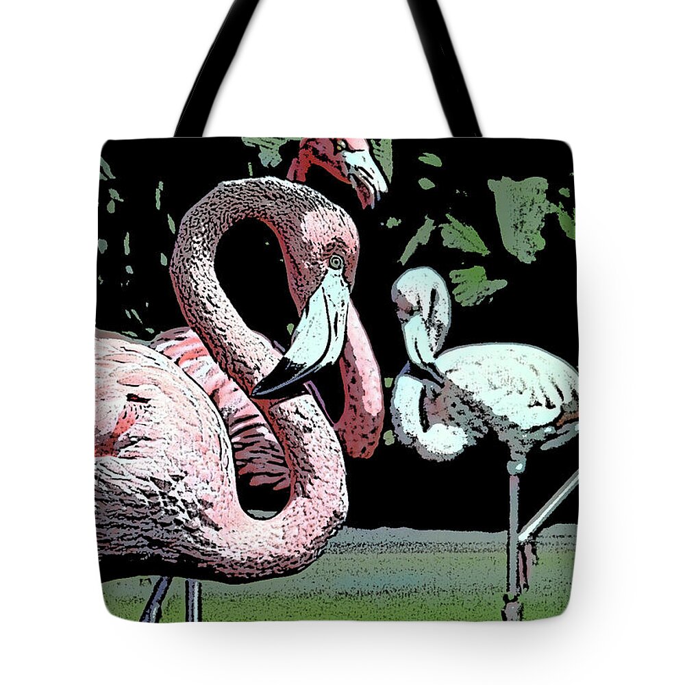 Pink Tote Bag featuring the photograph Flamingos II by Jim And Emily Bush