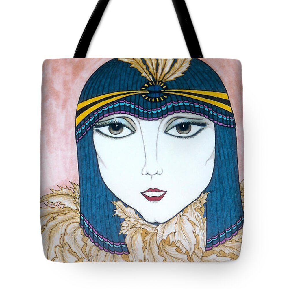 Original Art Tote Bag featuring the greeting card Flapper Girl 2 by Rae Chichilnitsky
